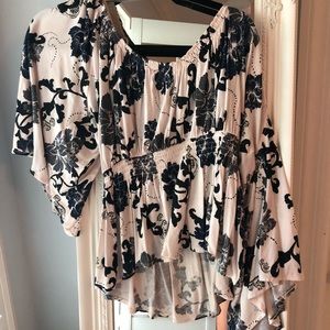 Blush blouse with navy floral